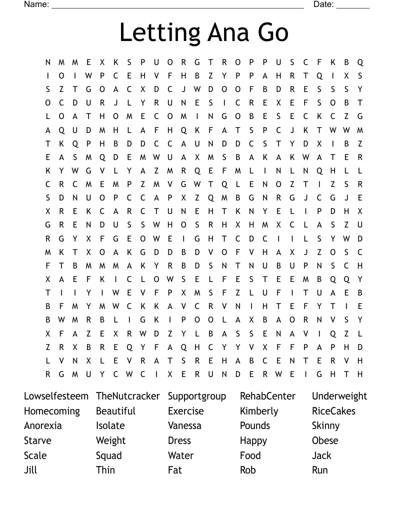 Letting Ana Go  Word Search