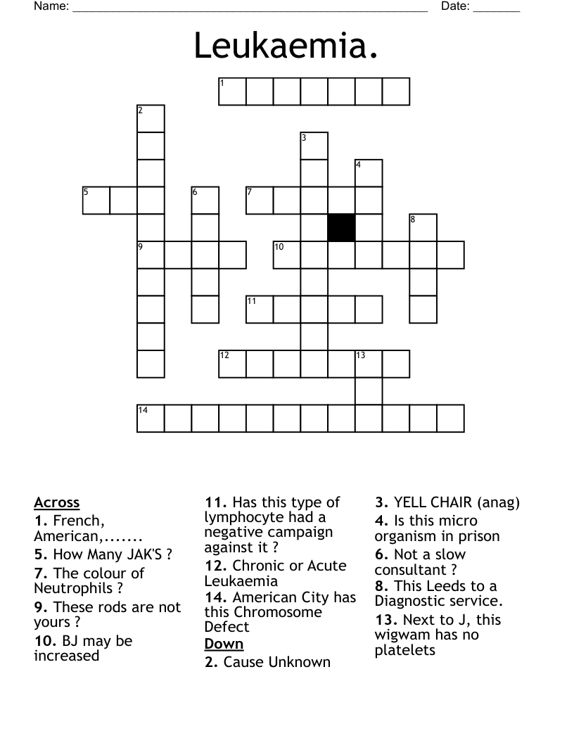 Leukaemia. Crossword