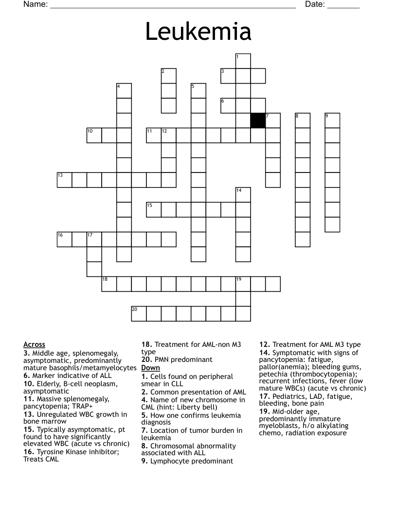 Leukemia Crossword