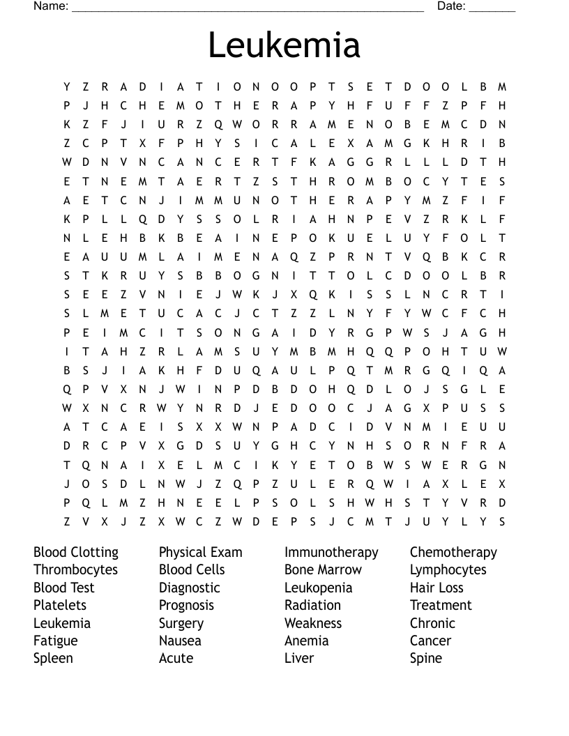 Leukemia Word Search