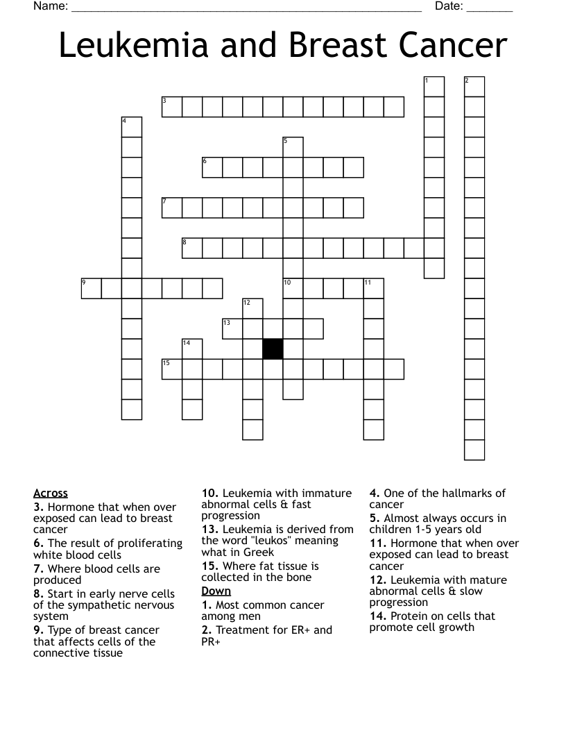Leukemia and Breast Cancer Crossword