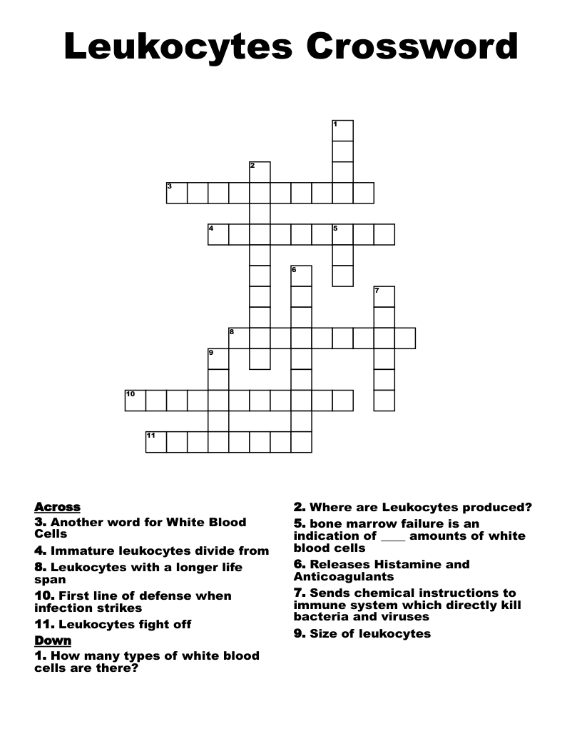 Leukocytes Crossword