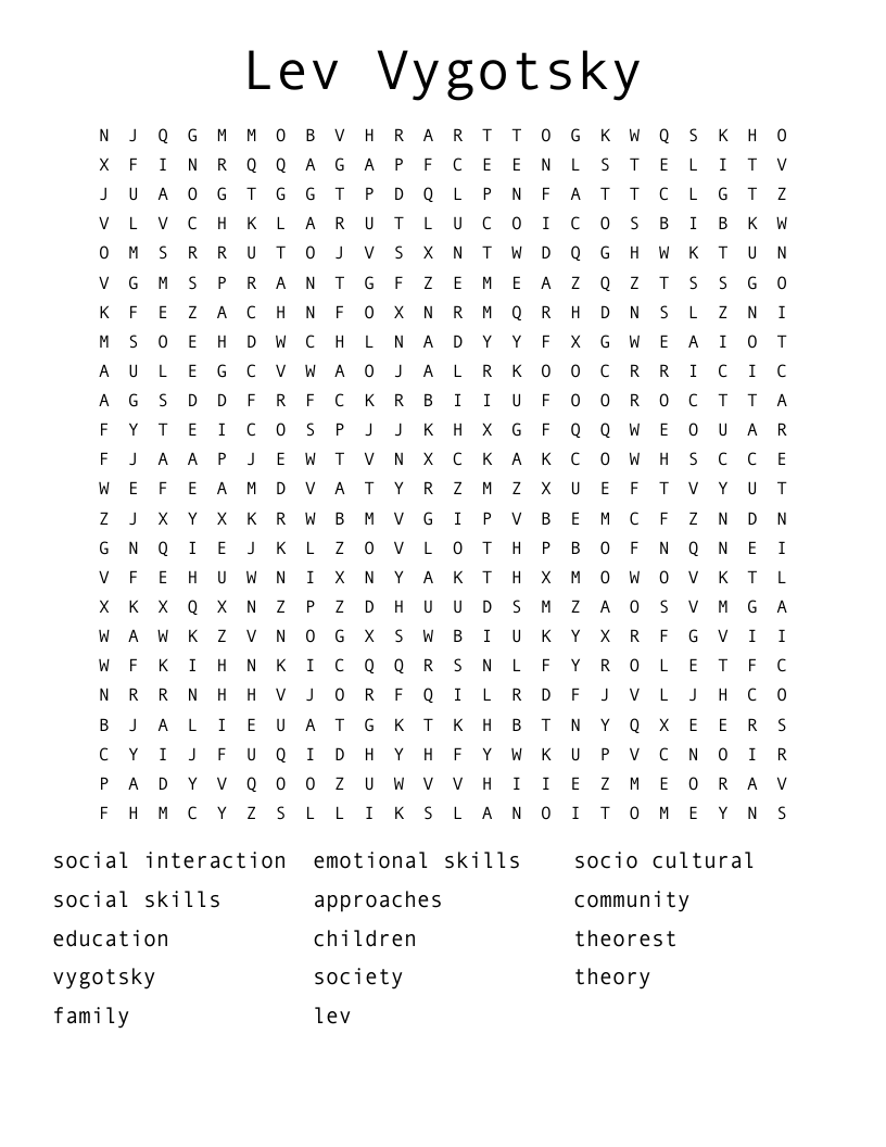 Lev Vygotsky Word Search