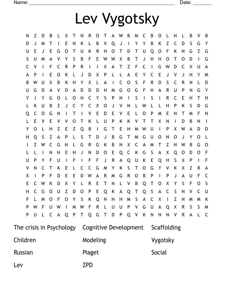 Lev Vygotsky Word Search