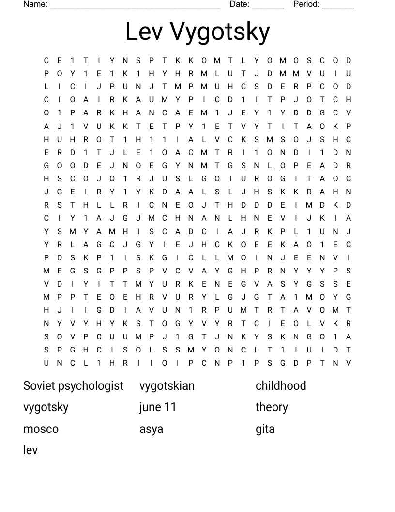 Lev Vygotsky Word Search