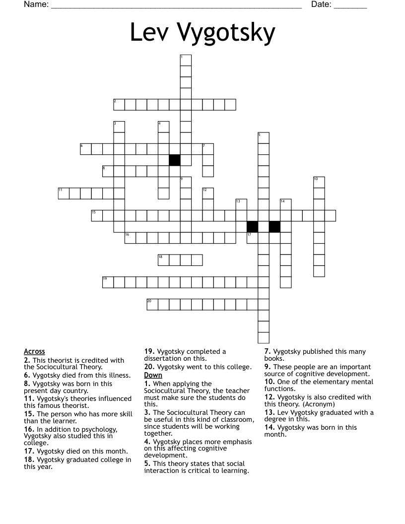 Lev Vygotsky Crossword