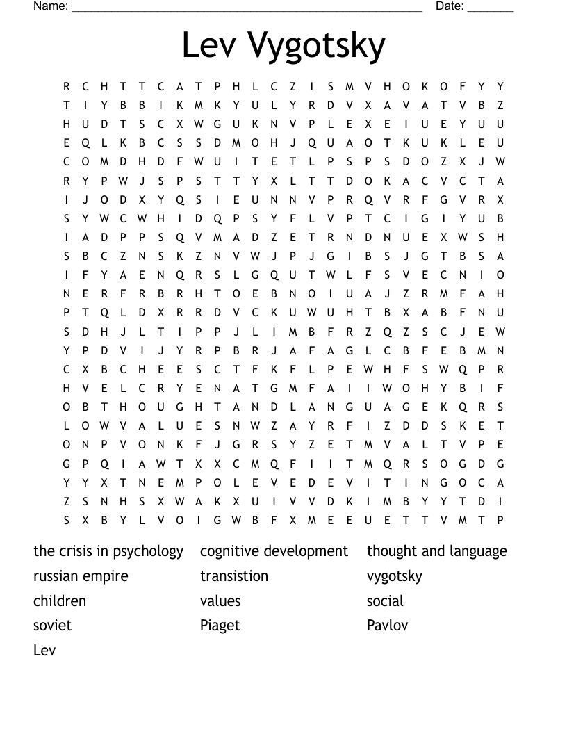 Lev Vygotsky Word Search