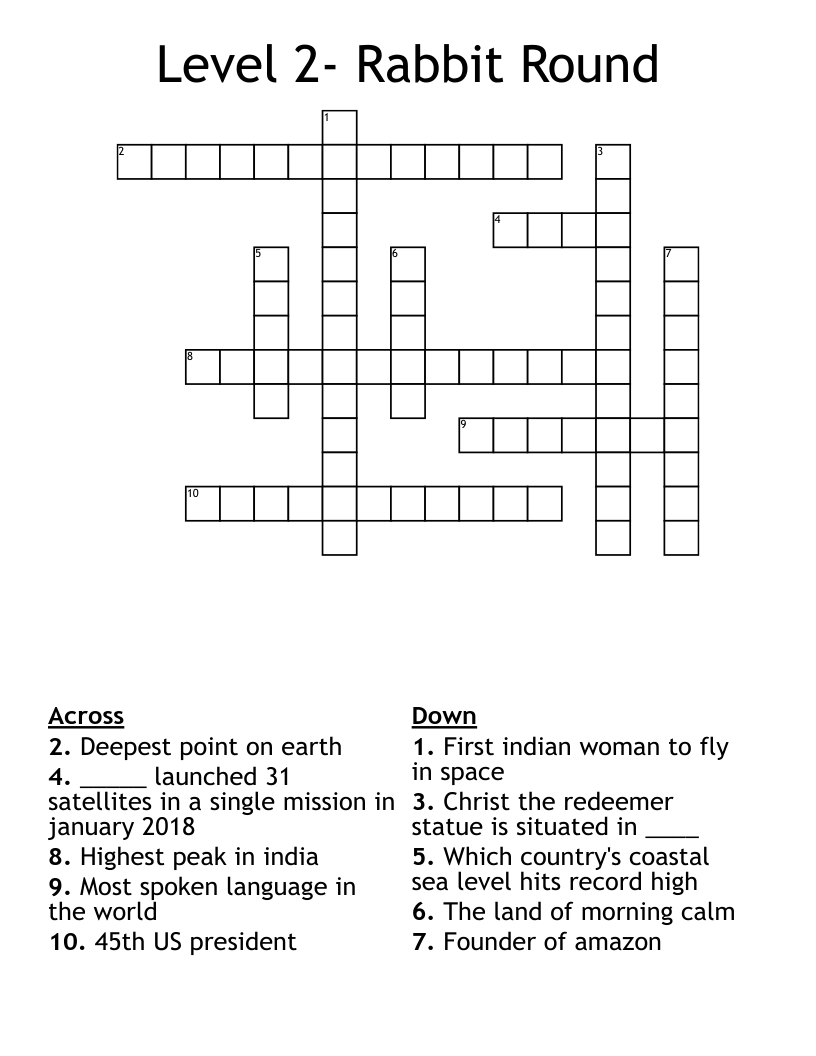 Level 2- Rabbit Round Crossword