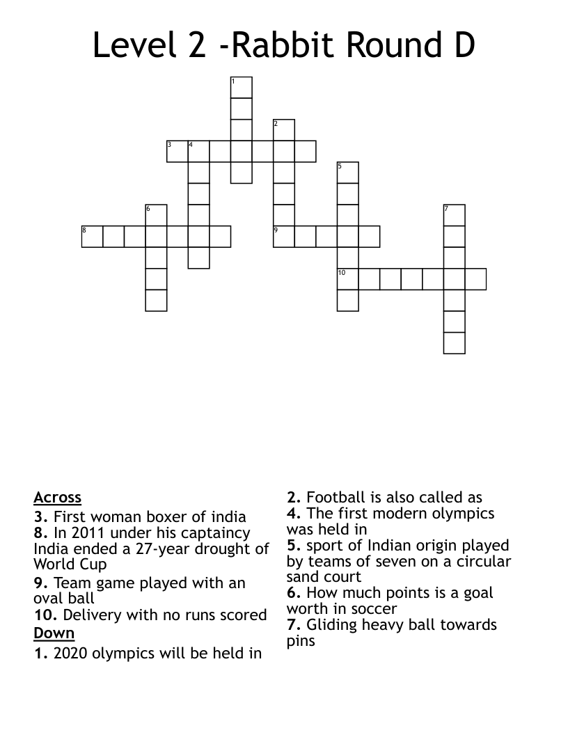Level 2 -Rabbit Round D Crossword