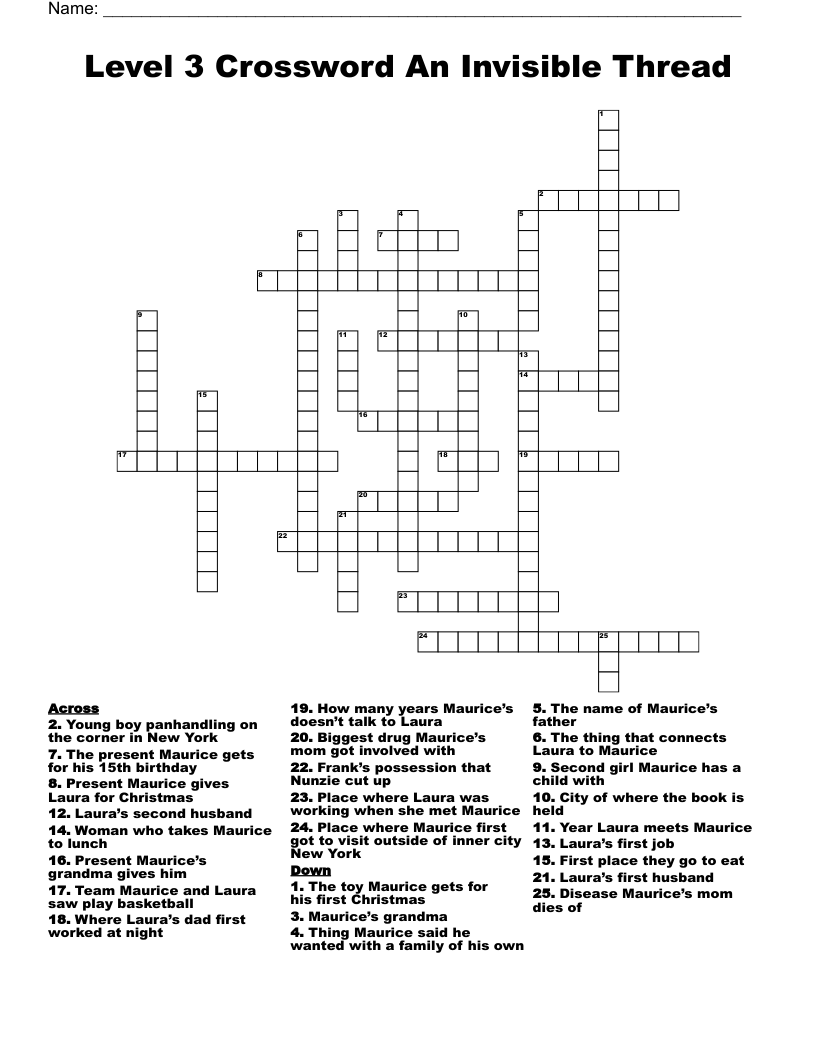 Level 3 Crossword An Invisible Thread