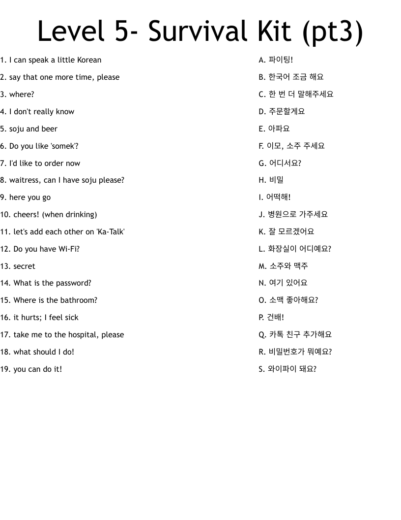 Level 5- Survival Kit (pt3) Worksheet