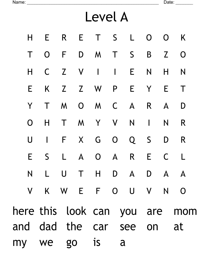 Level A Word Search