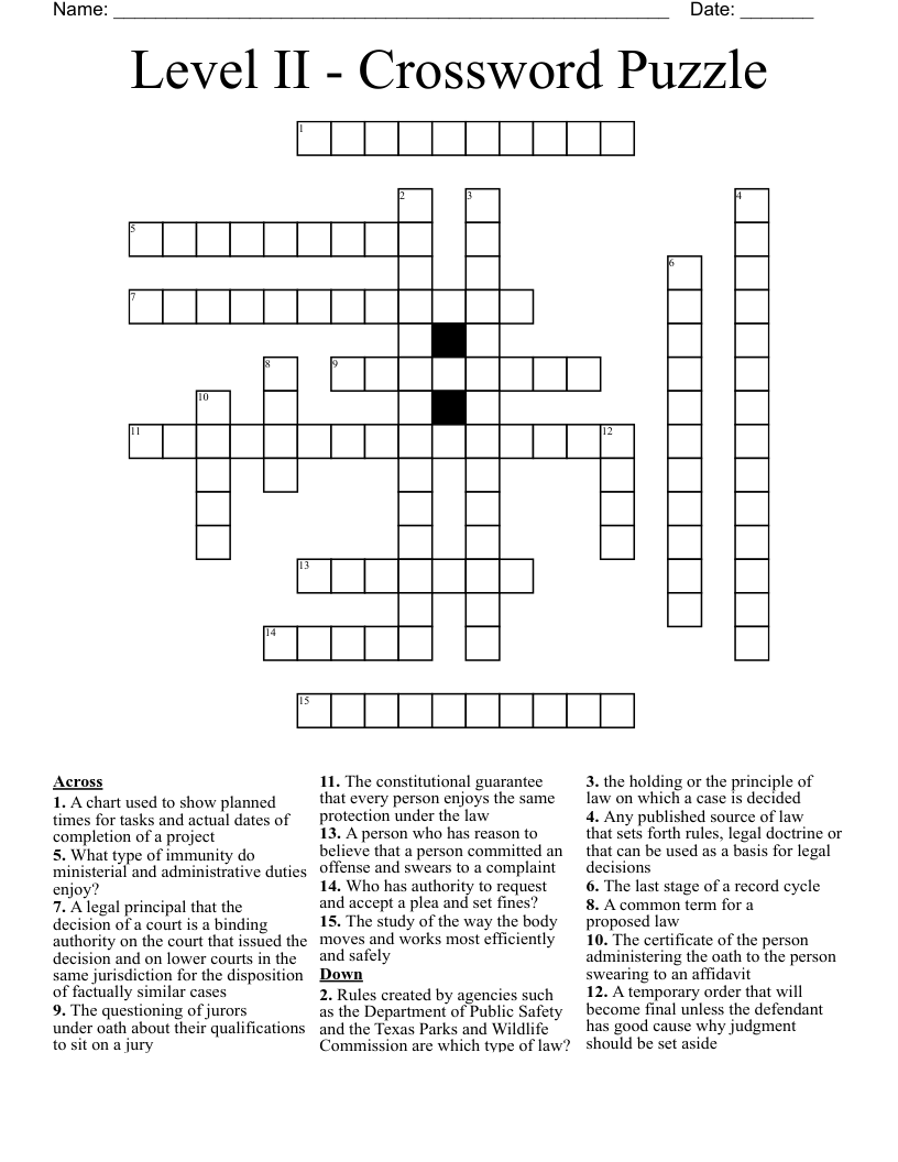 Level II - Crossword Puzzle 