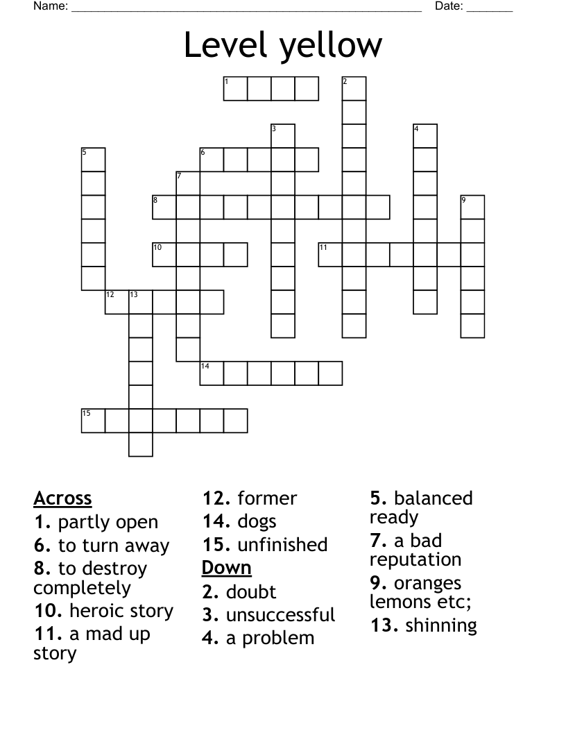 Level yellow Crossword