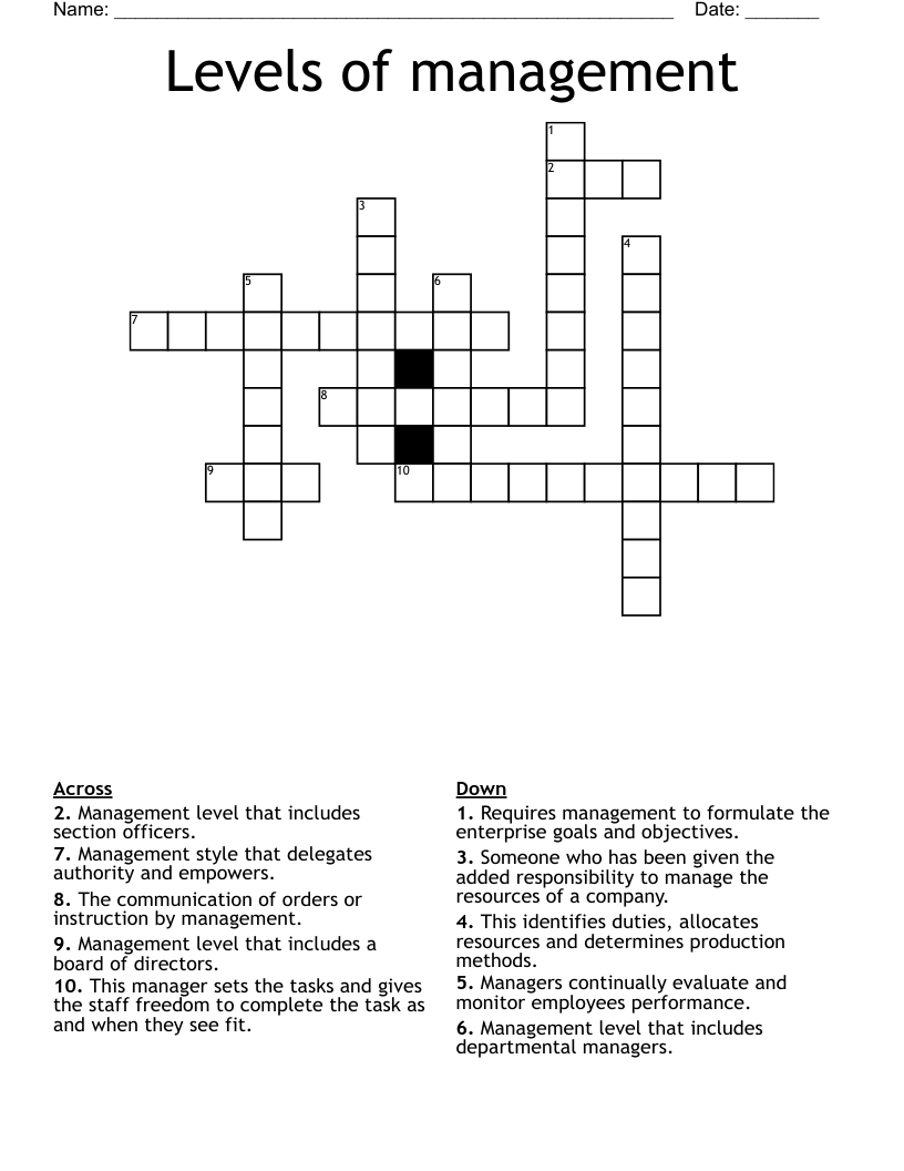 Levels of management Crossword