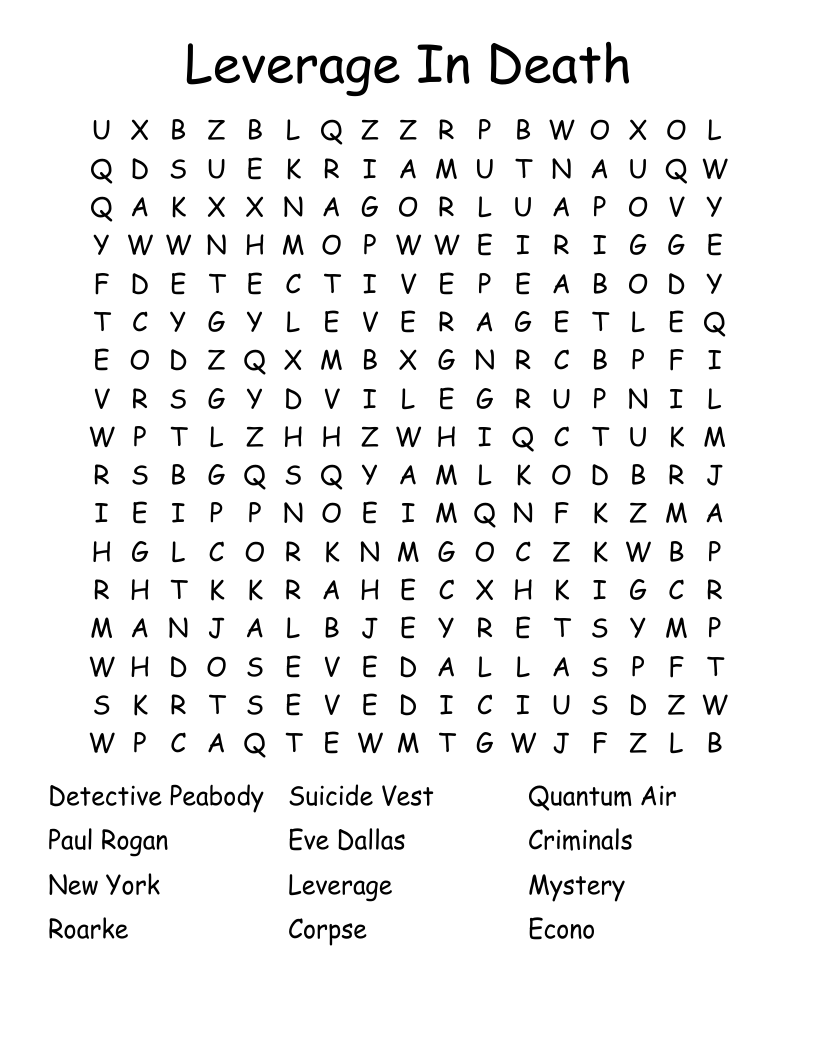 Leverage In Death  Word Search