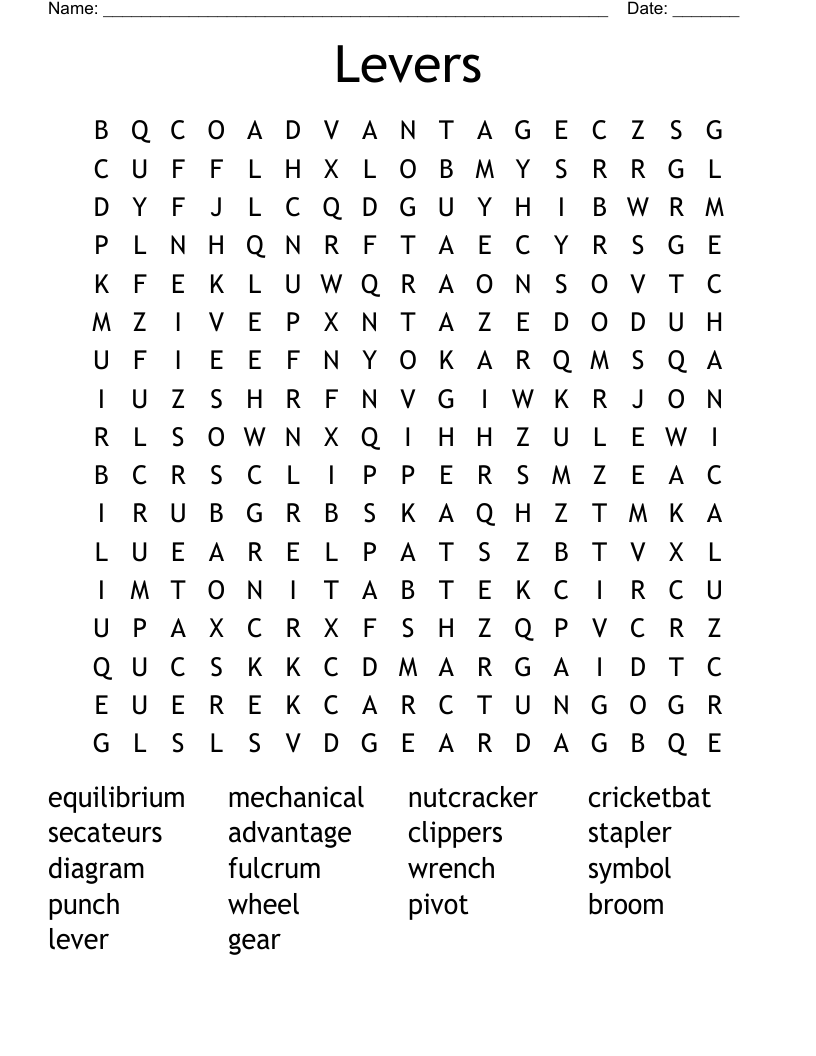 Levers Word Search