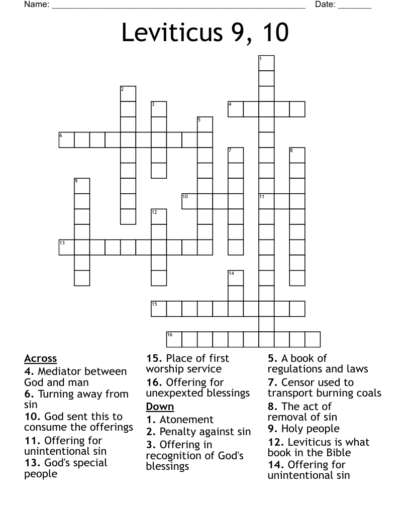 Leviticus 9, 10 Crossword