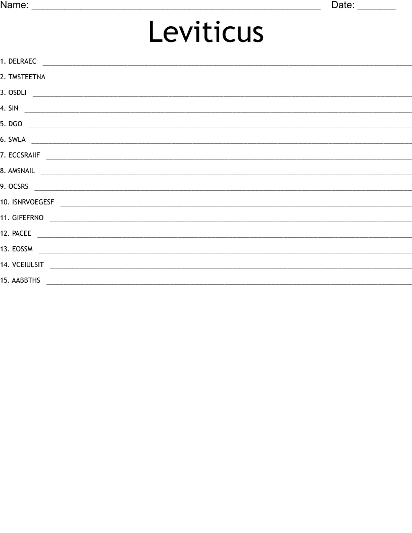 Leviticus  Word Scramble