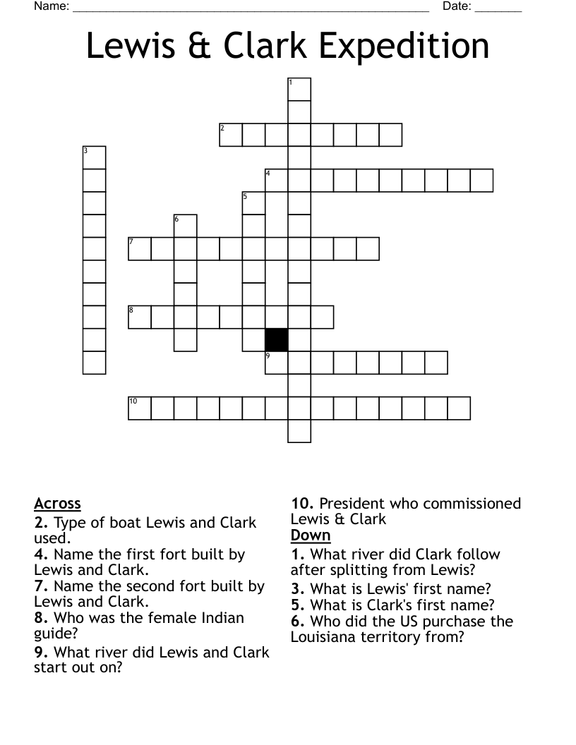Lewis & Clark Expedition Crossword