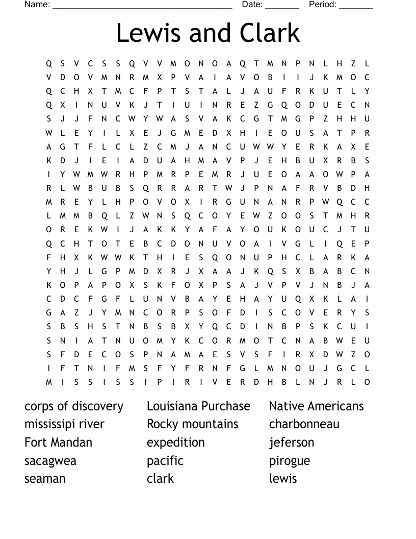 Lewis and Clark Word Search