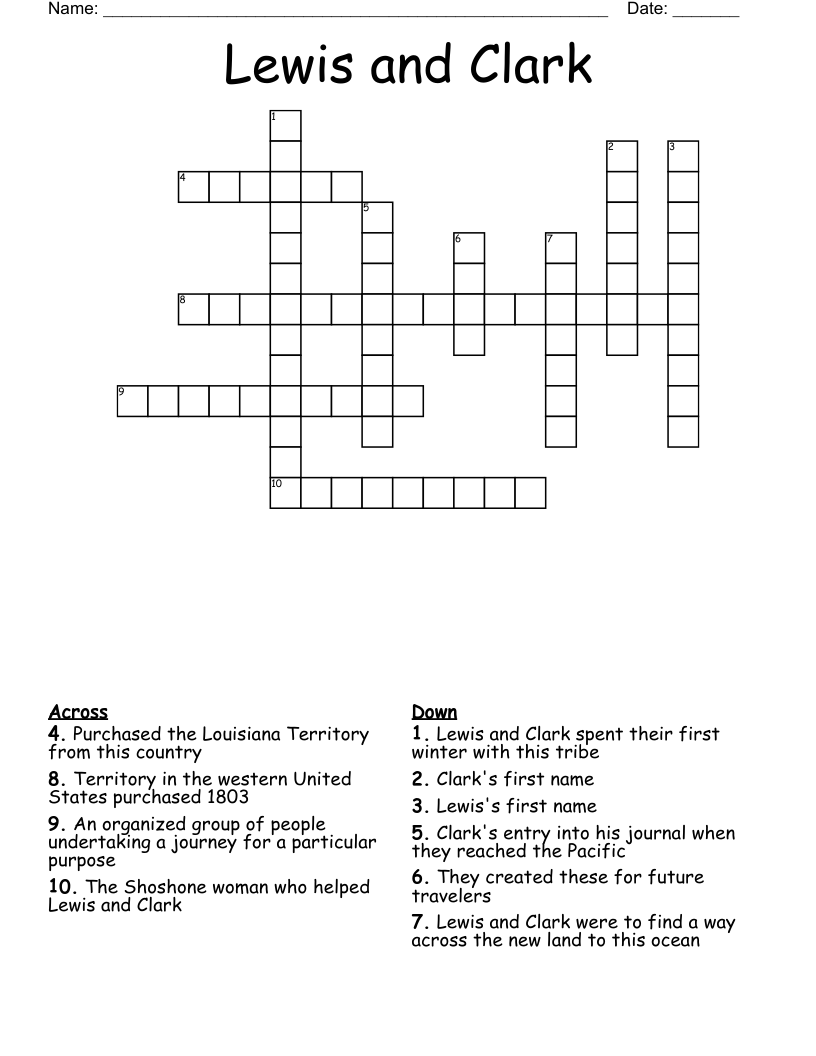 Lewis and Clark Crossword