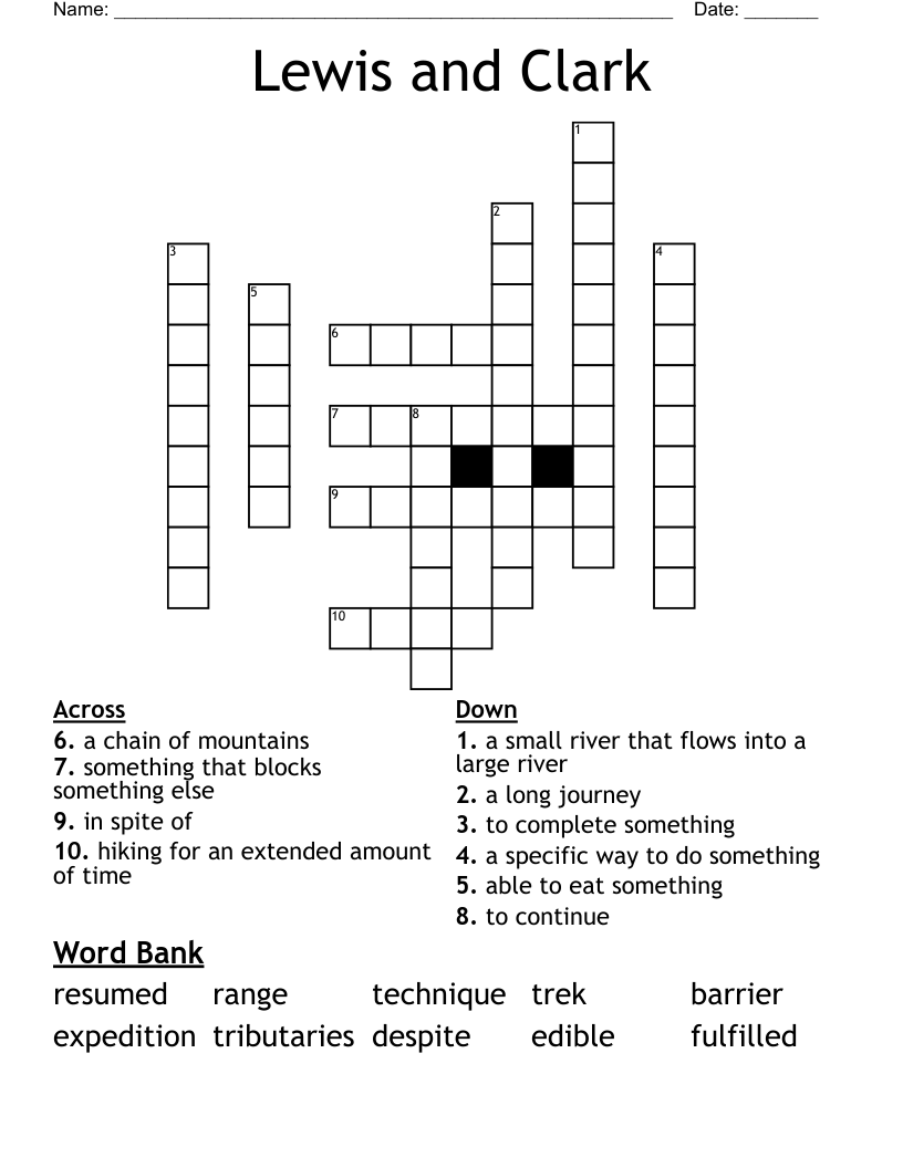 Lewis and Clark Crossword