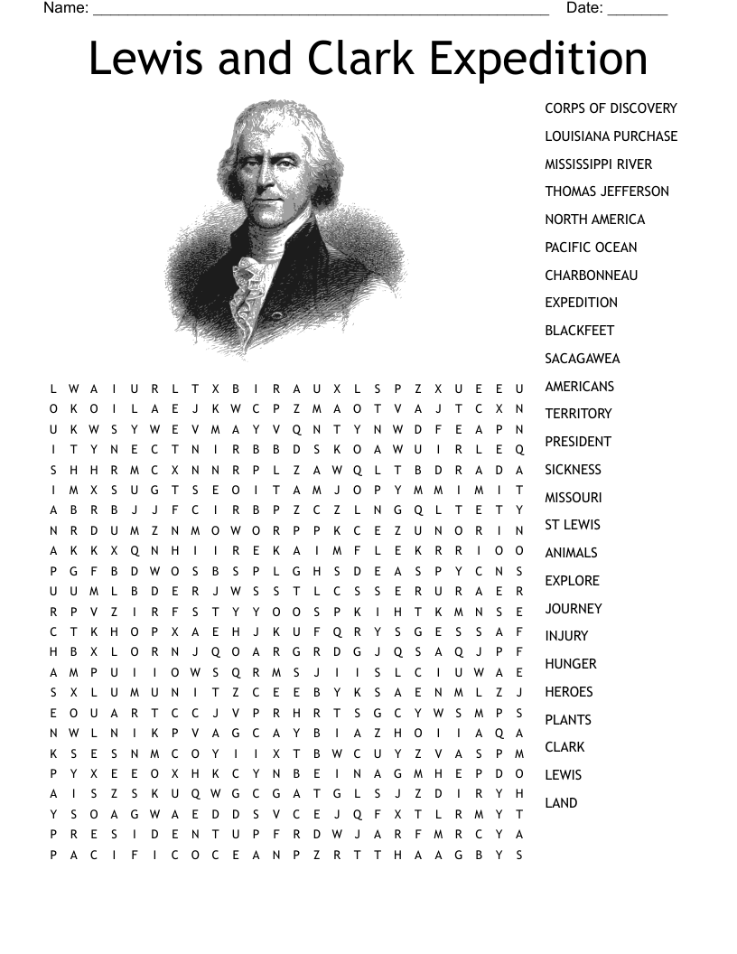 Lewis and Clark Expedition Word Search