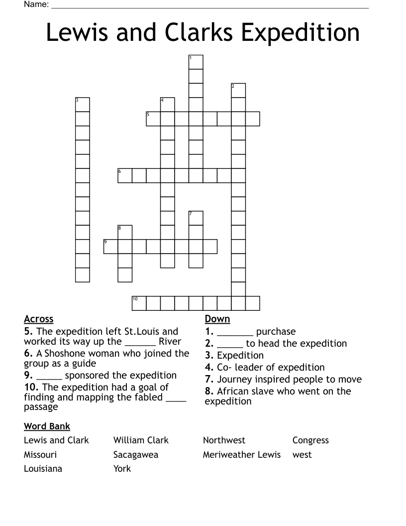 Lewis and Clarks Expedition  Crossword