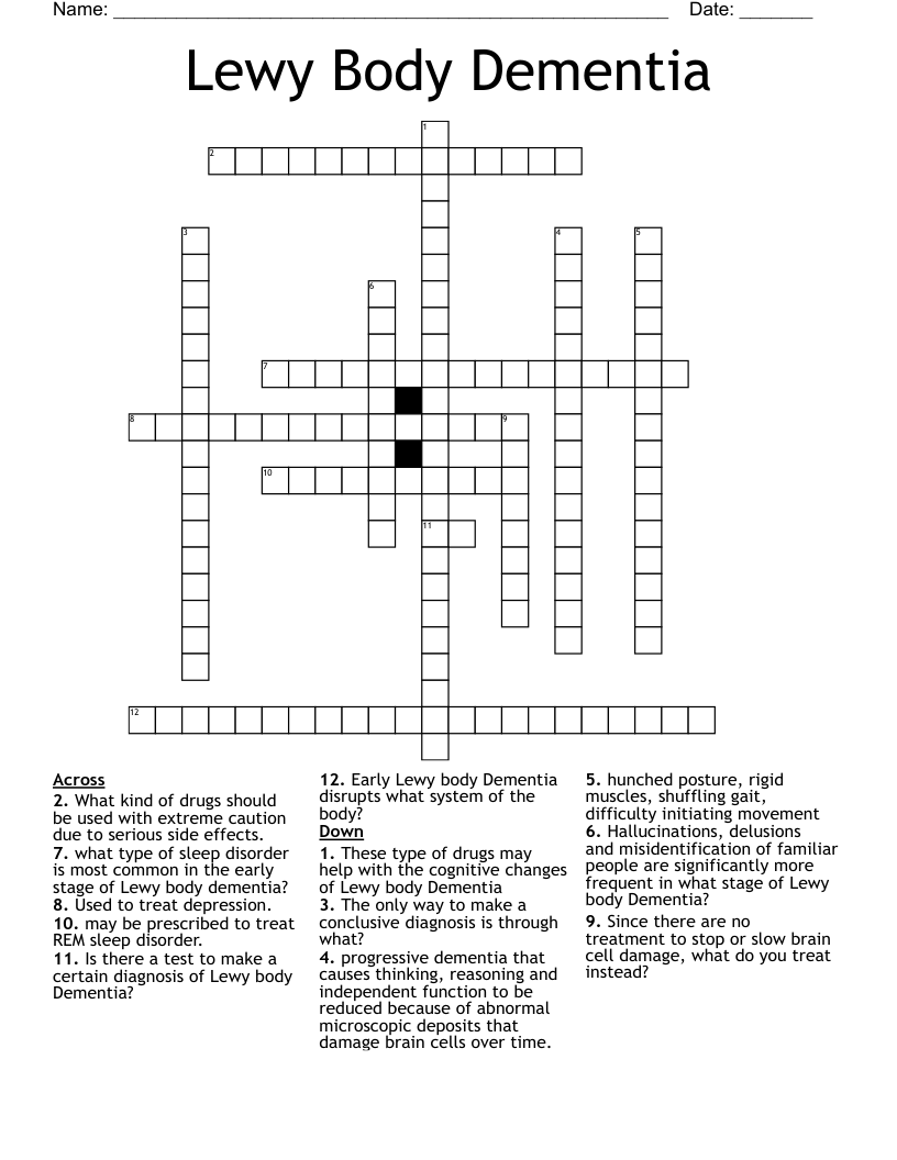 Lewy Body Dementia  Crossword