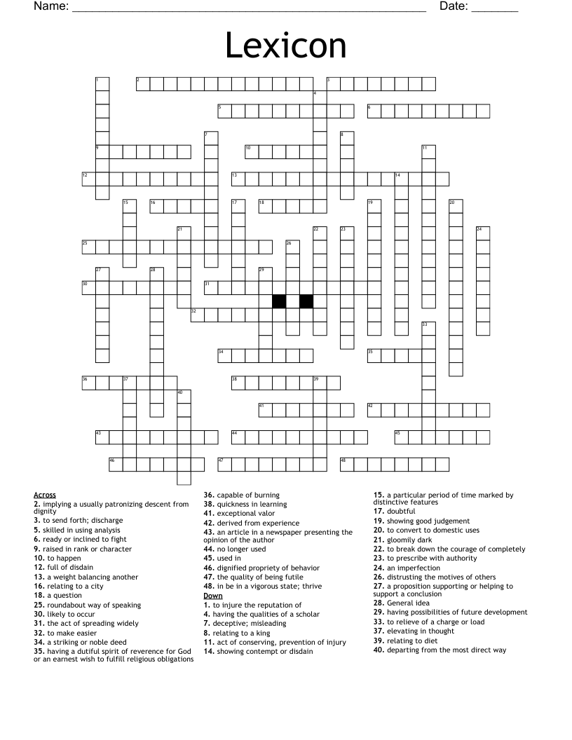 Lexicon Crossword