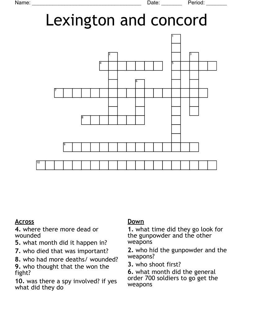 Lexington and concord Crossword