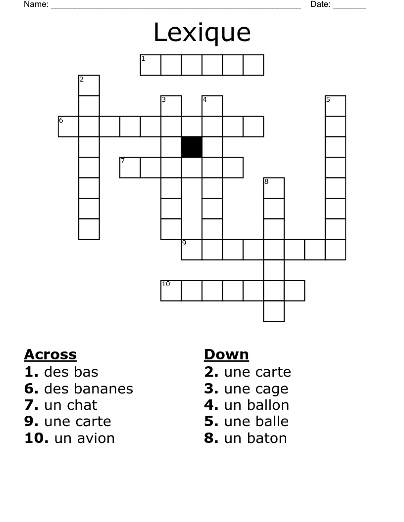 Lexique  Crossword