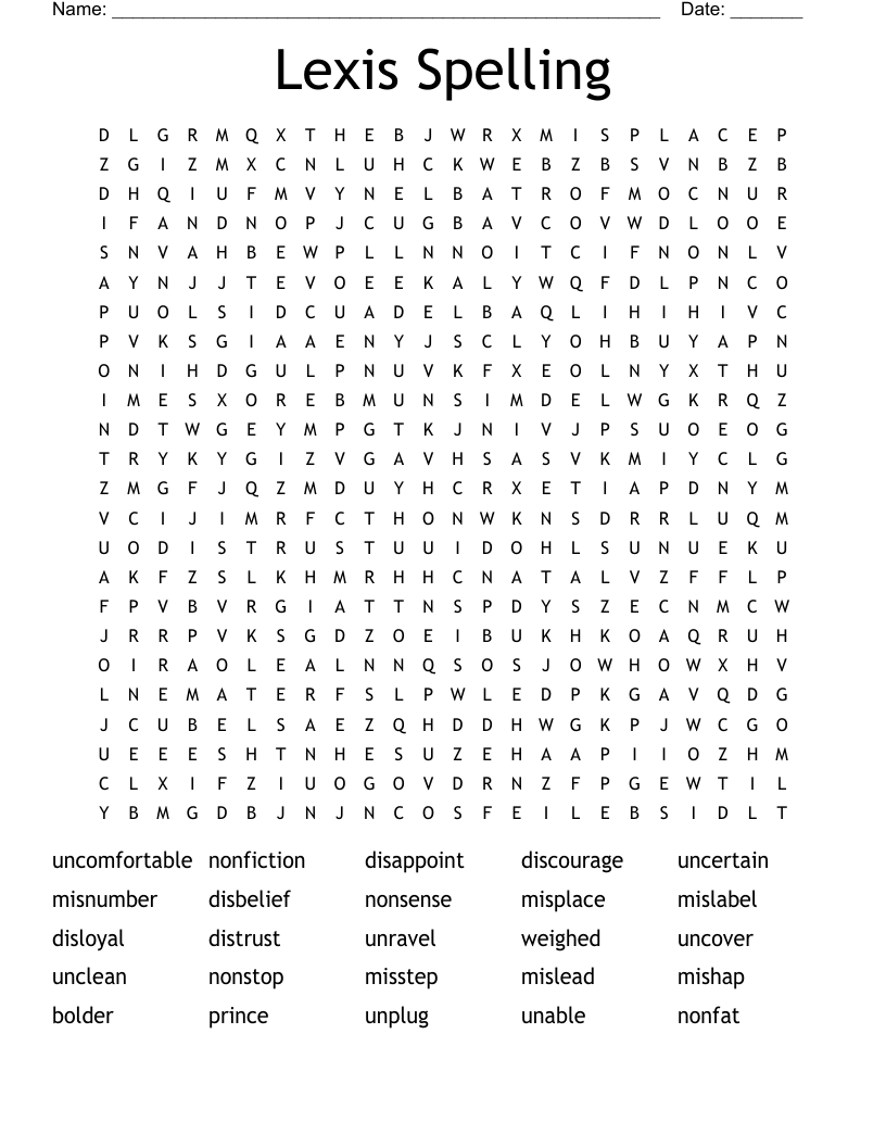 Lexis Spelling Word Search