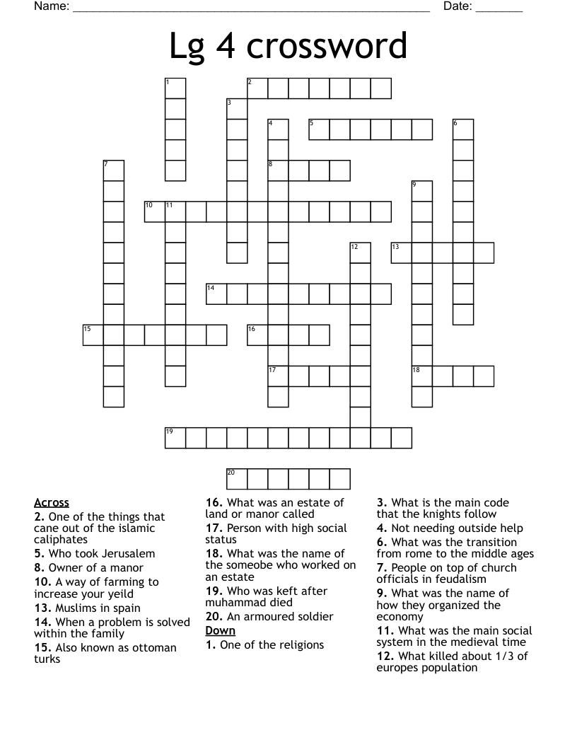 Lg 4 crossword