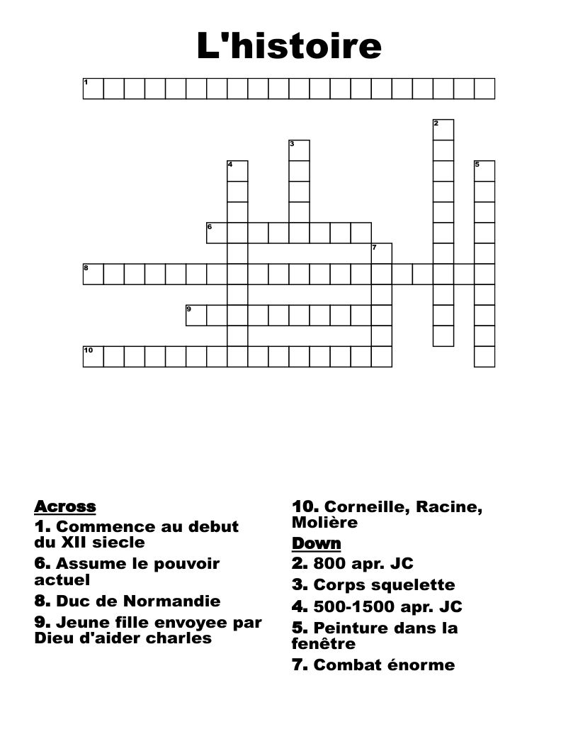 L'histoire Crossword