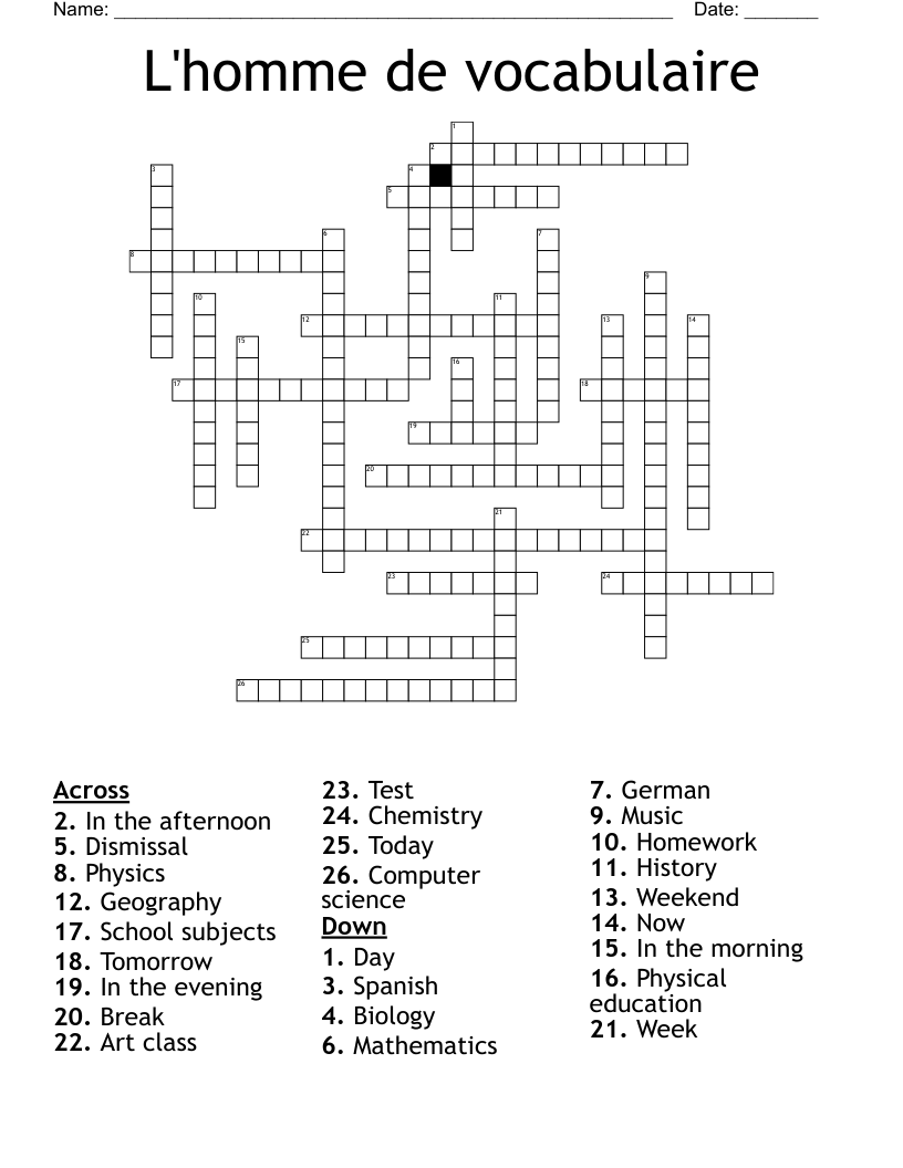 L'homme de vocabulaire Crossword