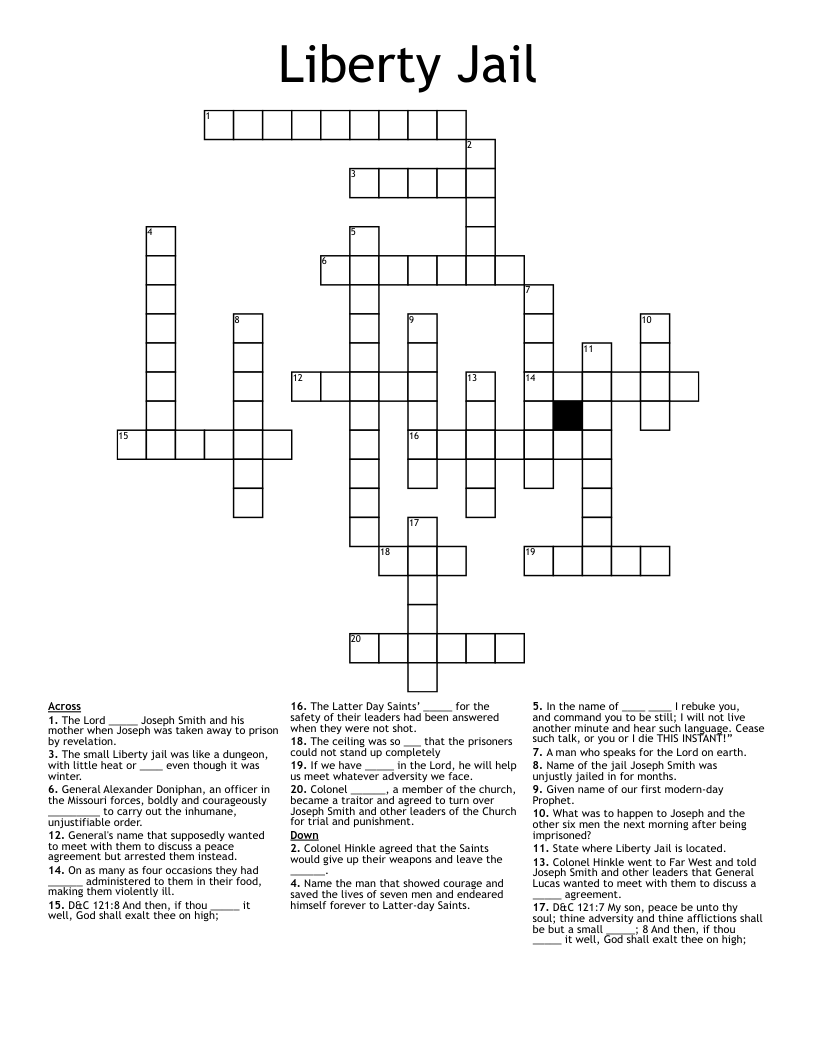 Liberty Jail Crossword