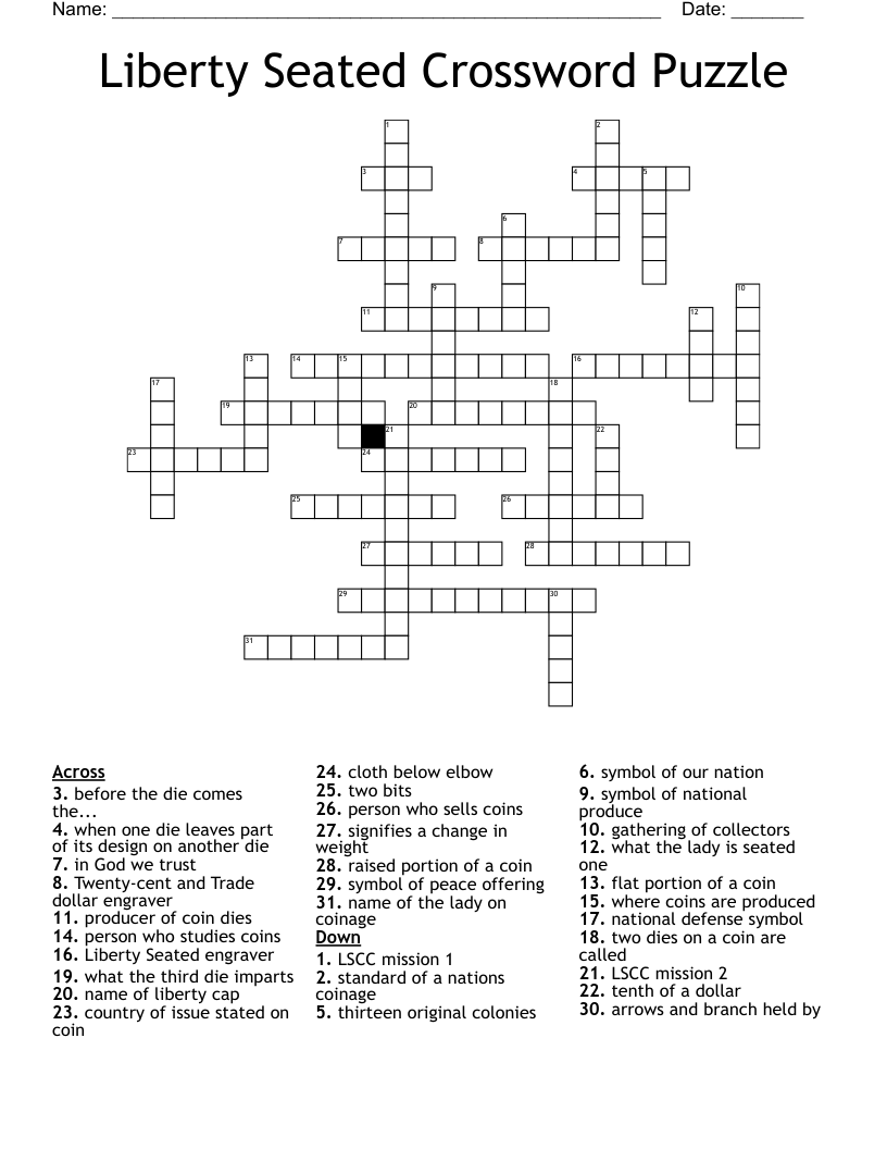 Liberty Seated Crossword Puzzle 
