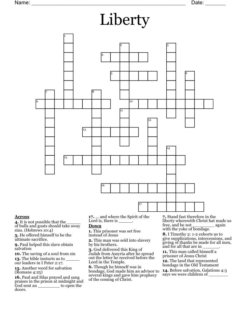 Liberty  Crossword