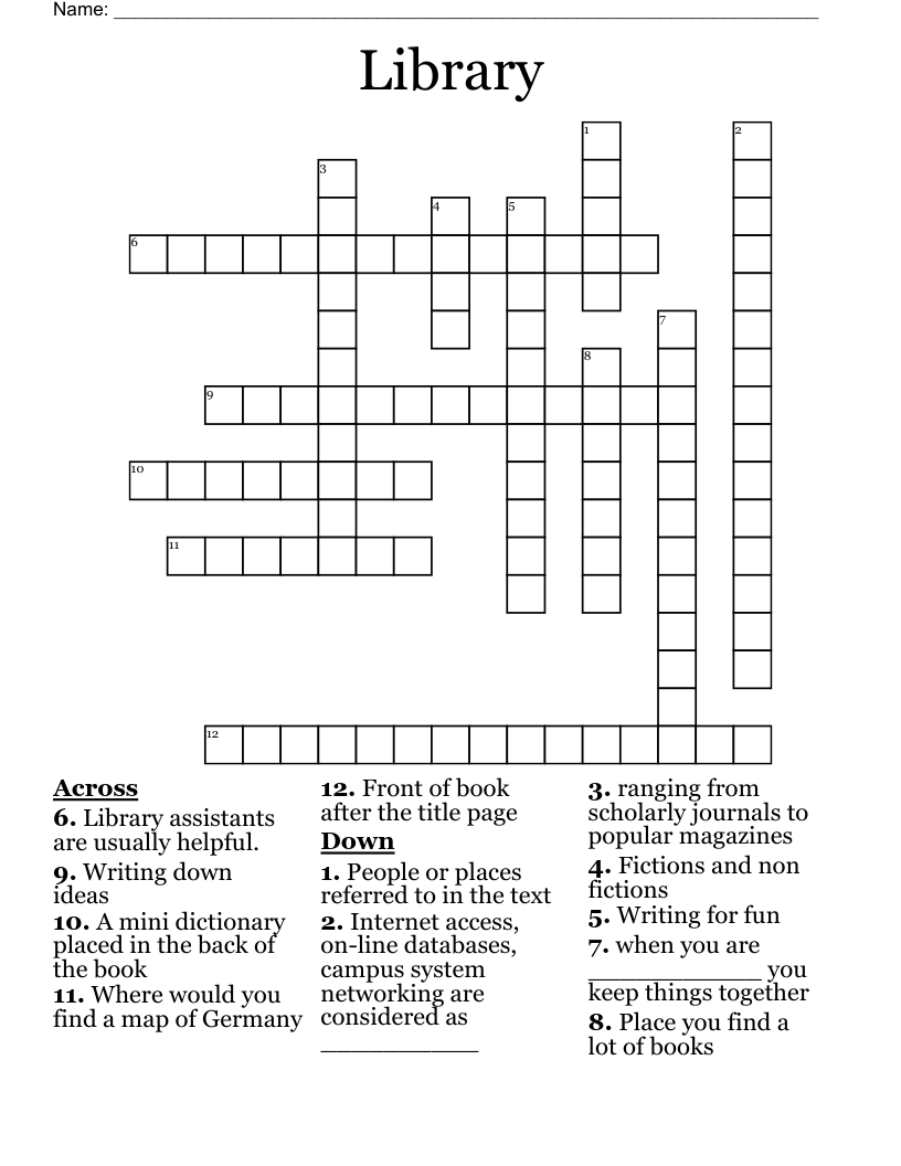 Library Crossword