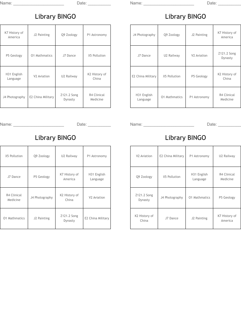Library BINGO