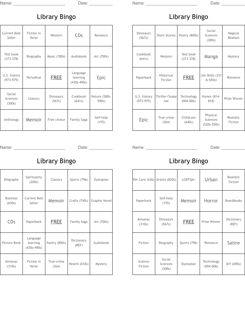 Library Bingo
