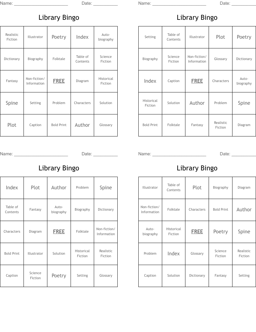 Library Bingo