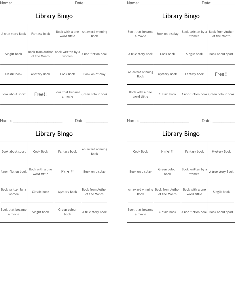 Library Bingo