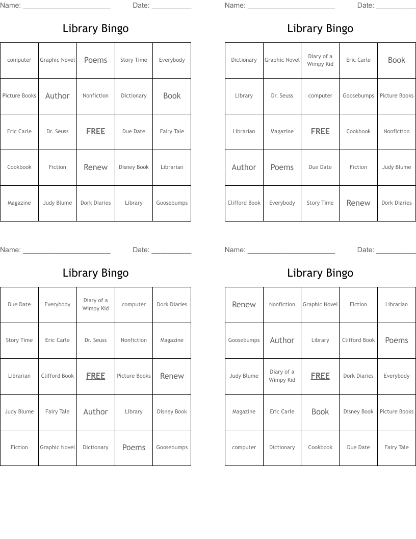 Library Bingo