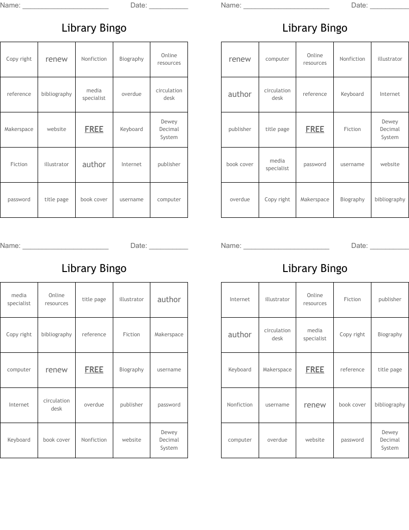 Library Bingo