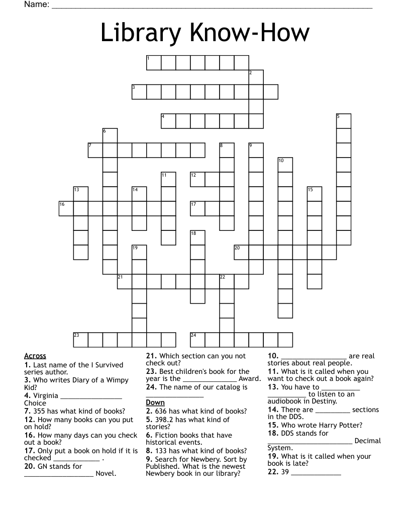 Library Know-How Crossword