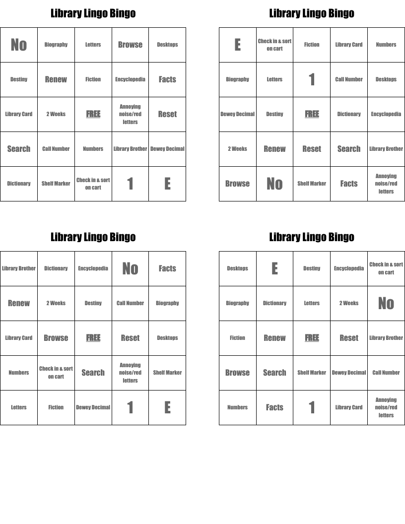 Library Lingo Bingo