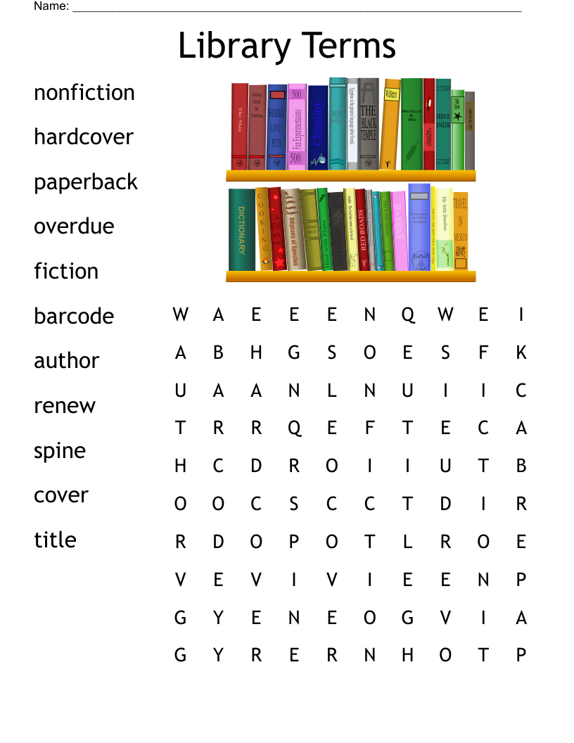 Library Terms Word Search